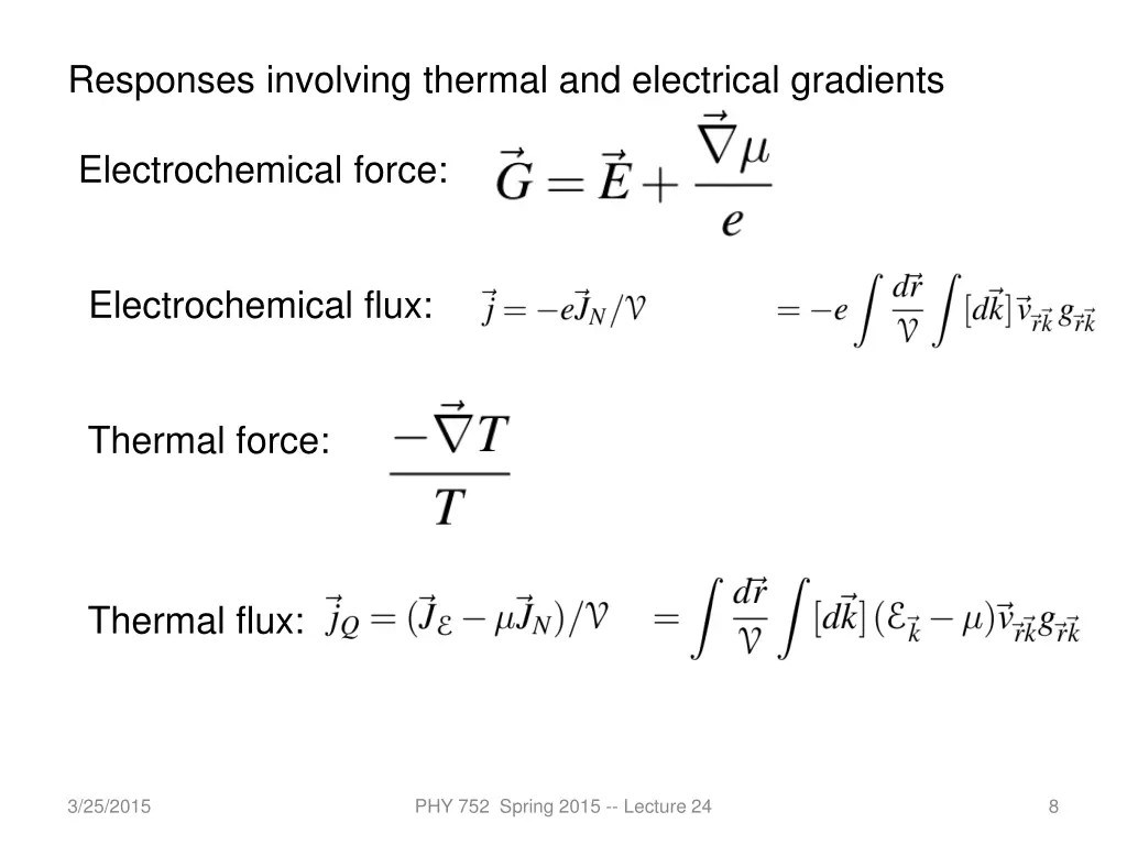 responses involving thermal and electrical