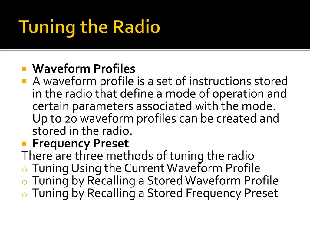 waveform profiles a waveform profile