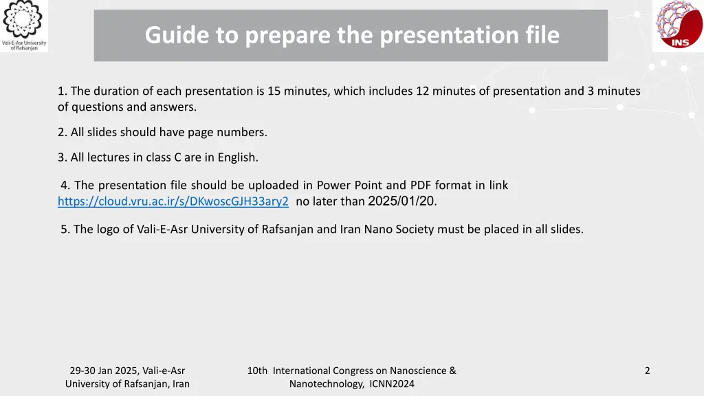guide to prepare the presentation file