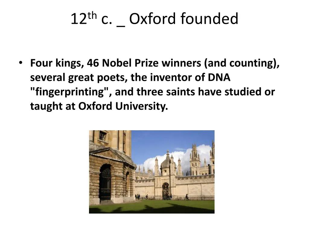 12 th c oxford founded