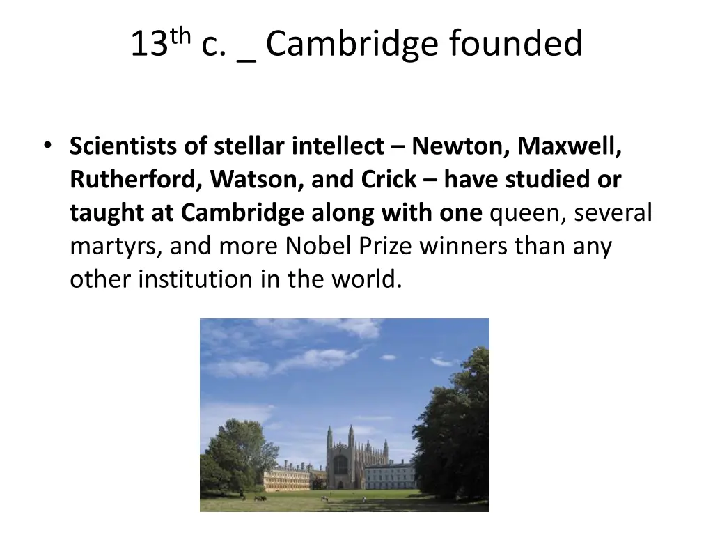 13 th c cambridge founded