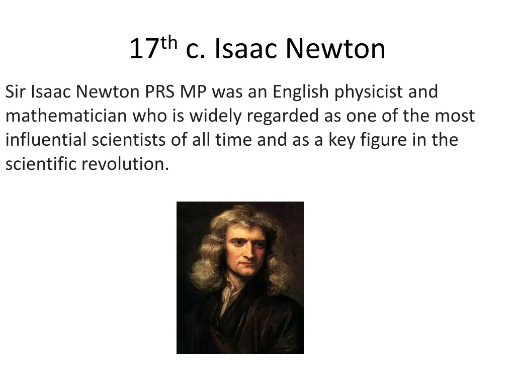 17 th c isaac newton