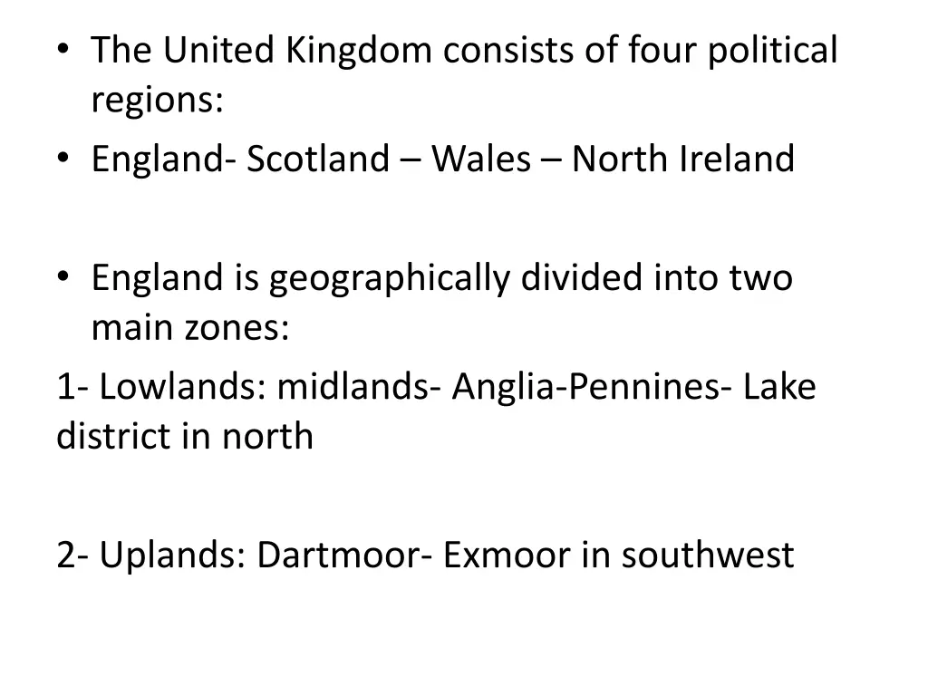 the united kingdom consists of four political