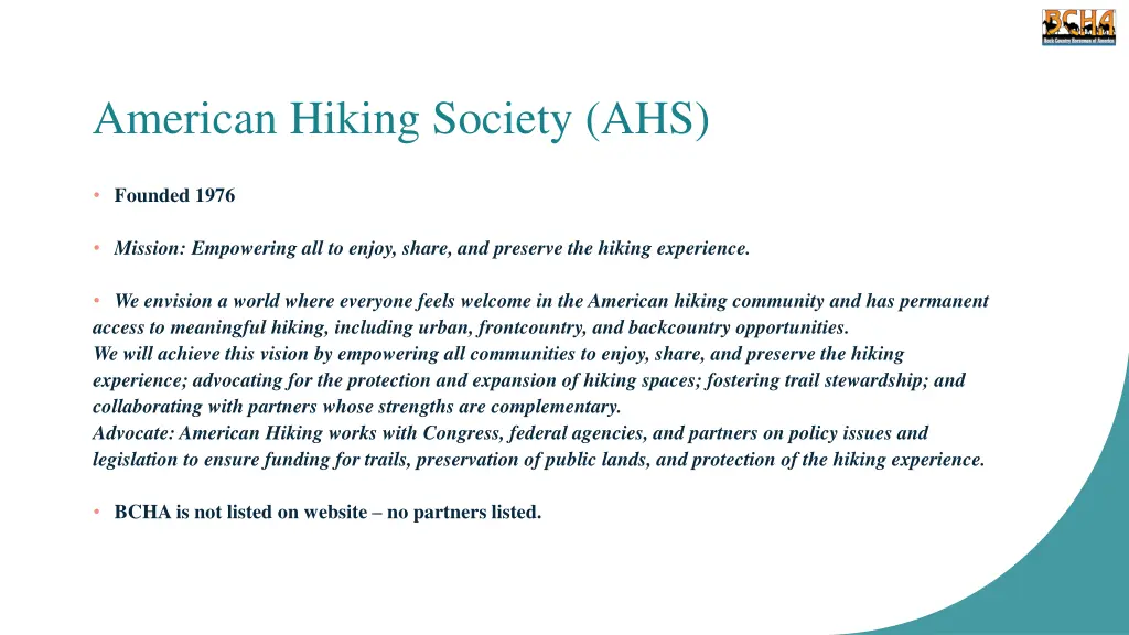 american hiking society ahs