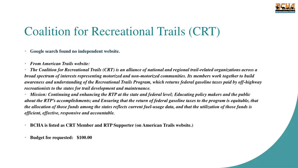 coalition for recreational trails crt