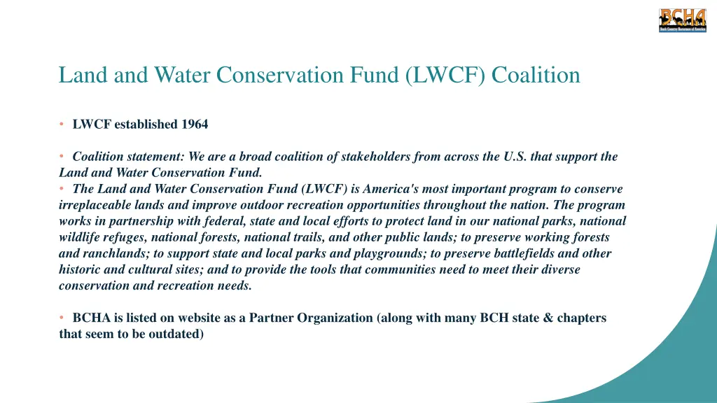 land and water conservation fund lwcf coalition