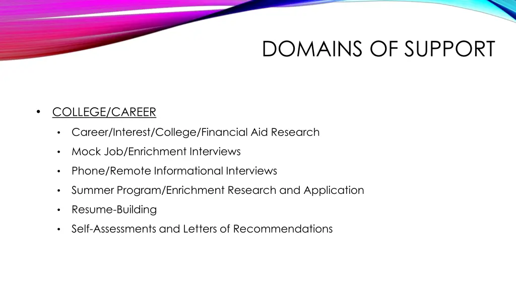 domains of support 2