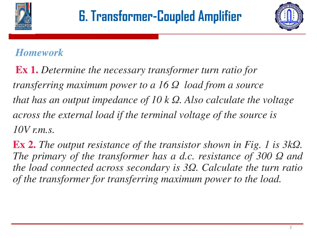 6 transformer coupled amplifier