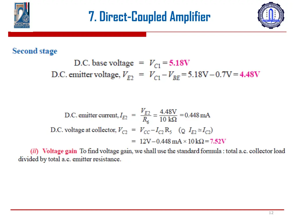 7 direct coupled amplifier 8
