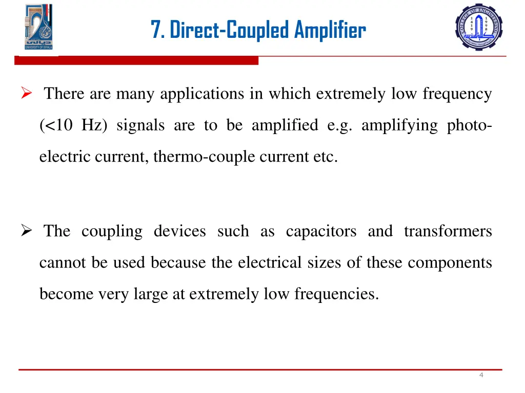 7 direct coupled amplifier