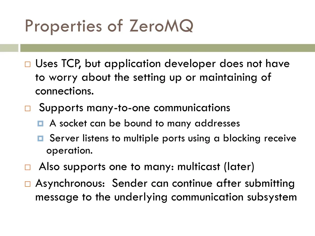 properties of zeromq