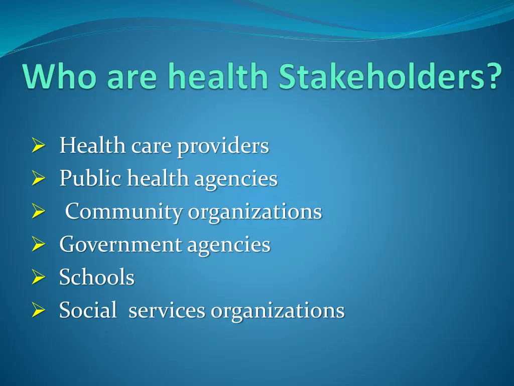 health care providers public health agencies