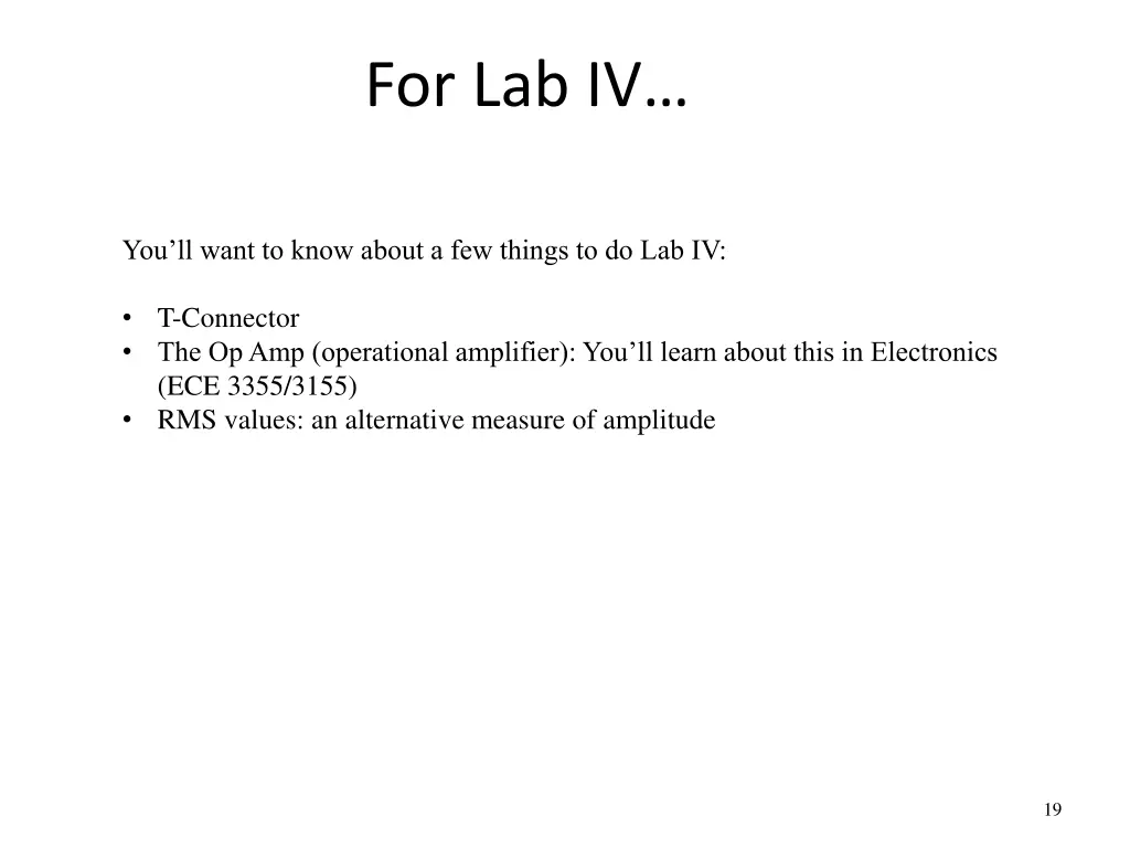 for lab iv