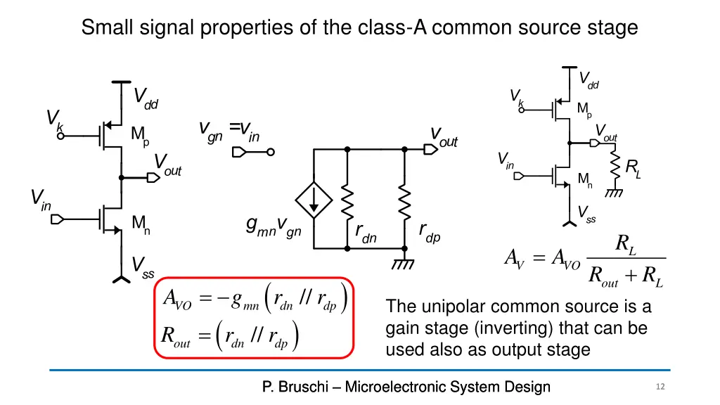 small signal properties of the class a common