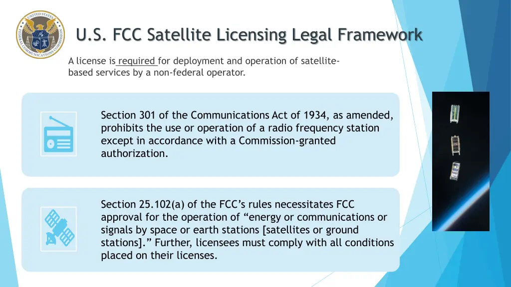 u s fcc satellite licensing legal framework