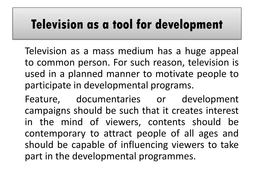 television as a tool for development