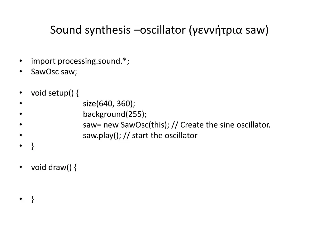 sound synthesis oscillator saw