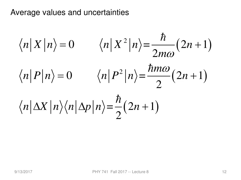 average values and uncertainties
