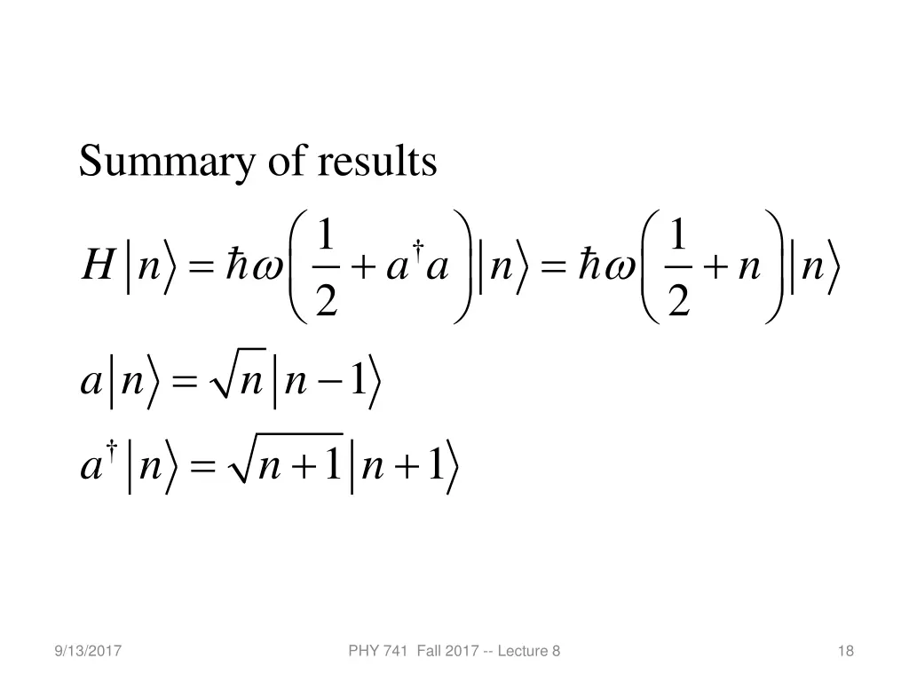summary of results