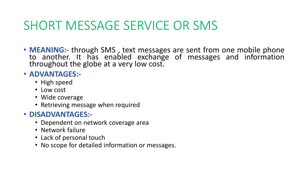 short message service or sms