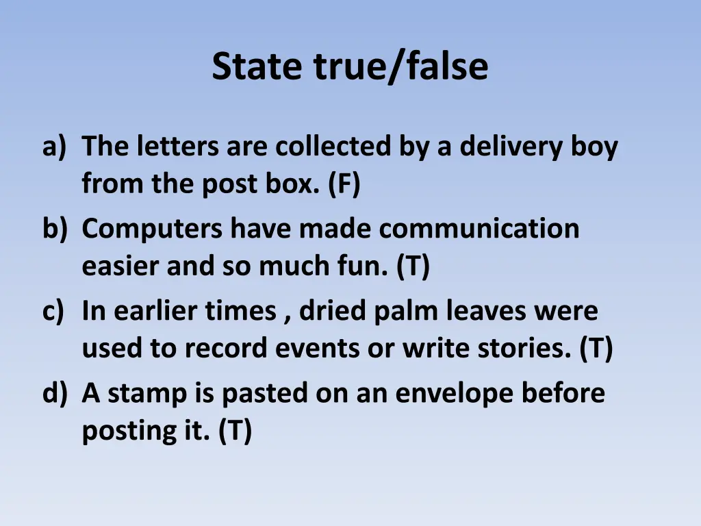 state true false