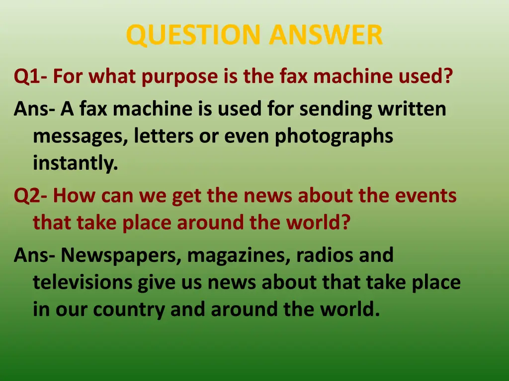 question answer