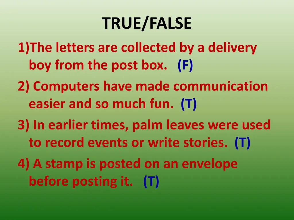 true false