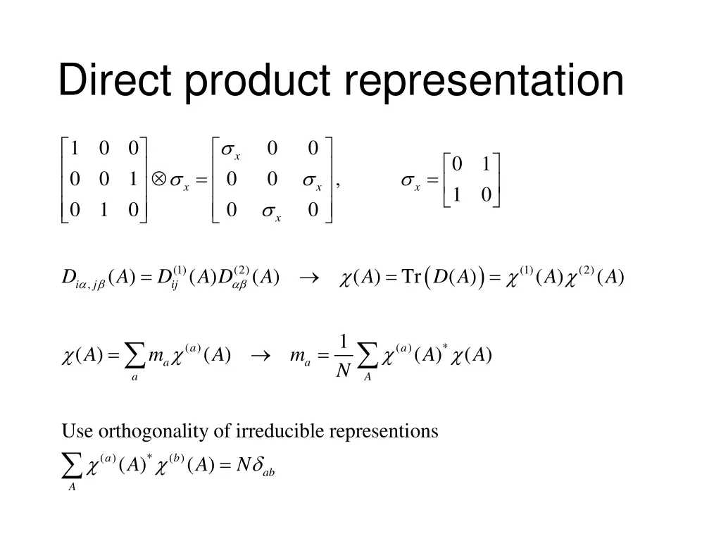 direct product representation