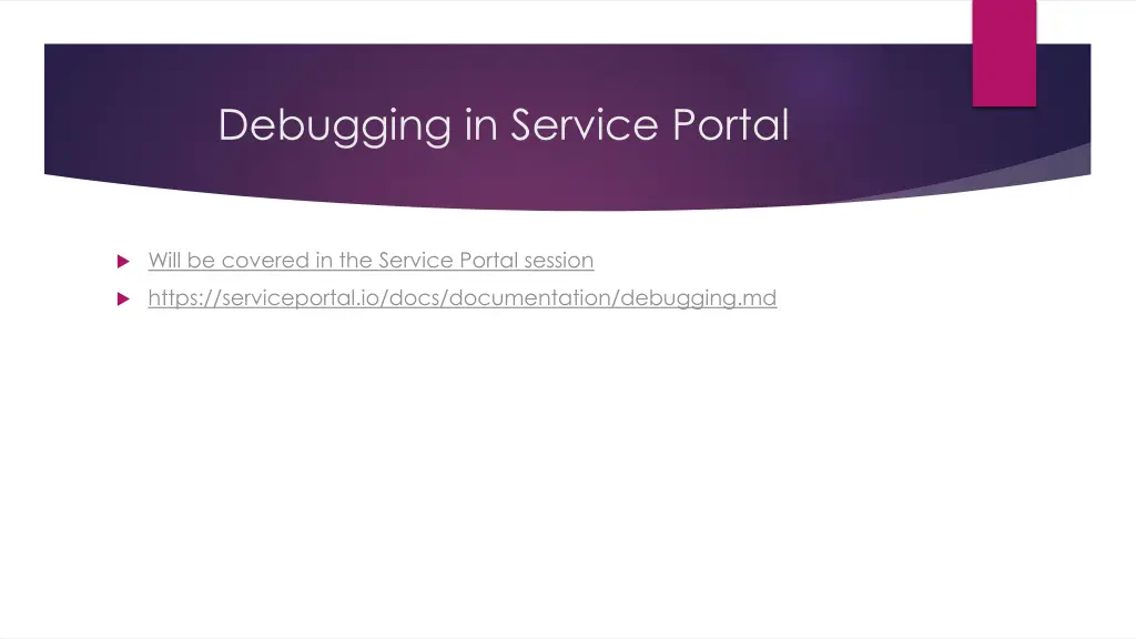 debugging in service portal