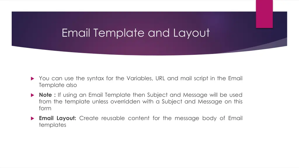 email template and layout