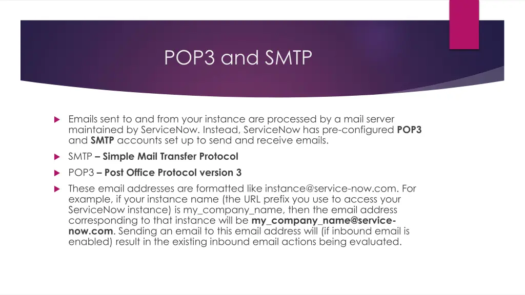 pop3 and smtp