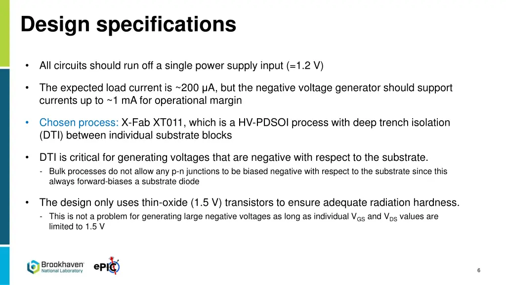 design specifications