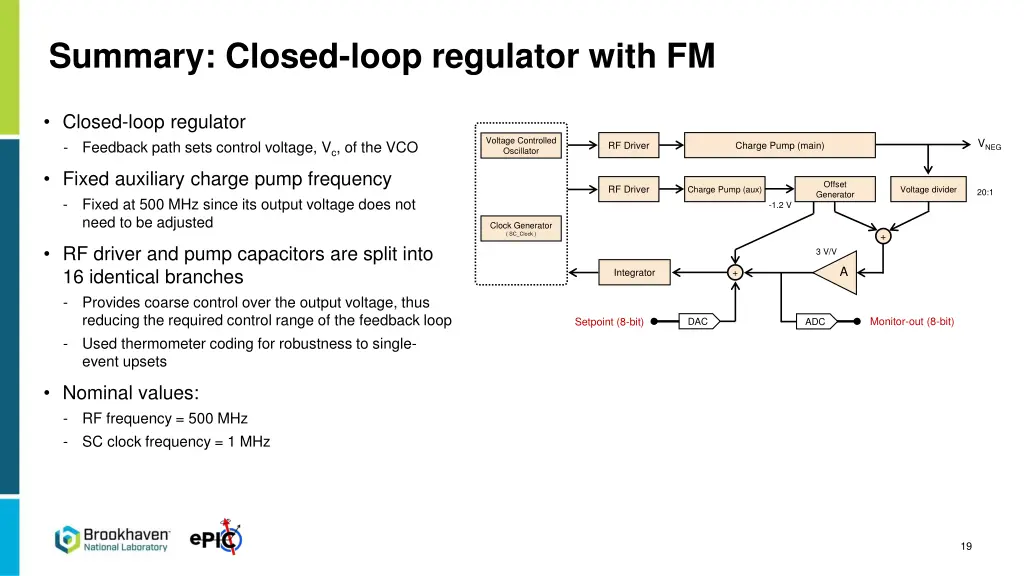summary closed loop regulator with fm