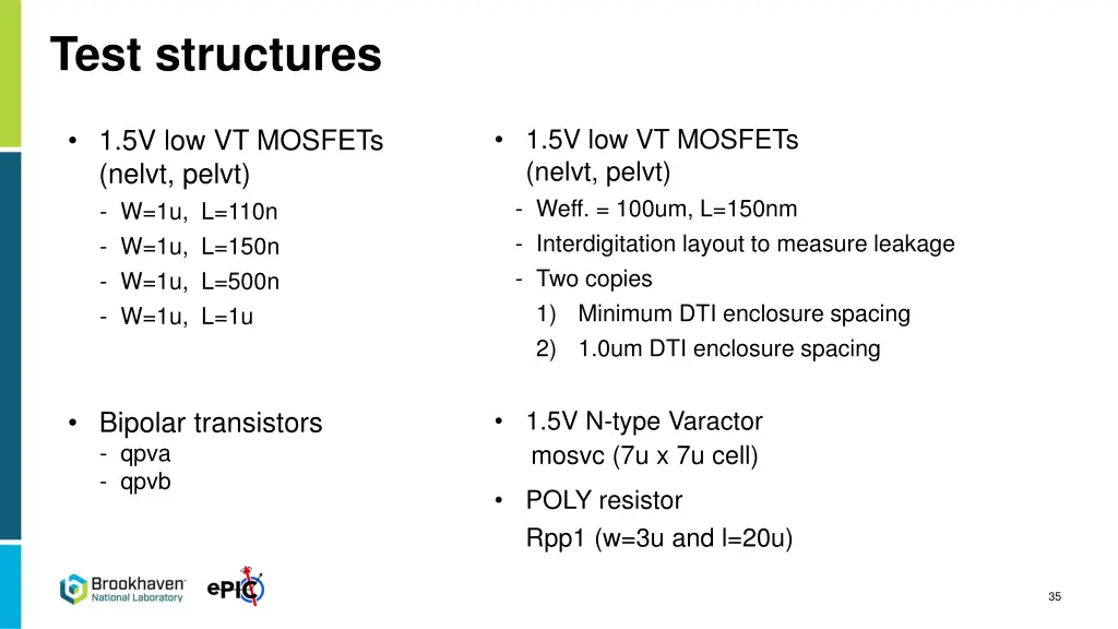 test structures