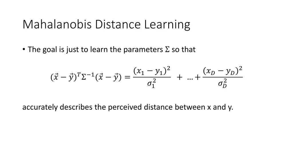 mahalanobis distance learning