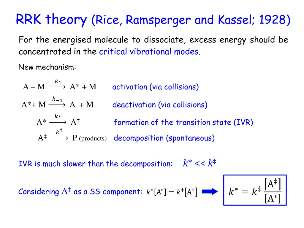 rrk theory rice ramsperger and kassel 1928