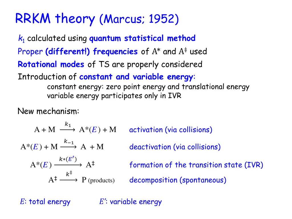 rrkm theory marcus 1952