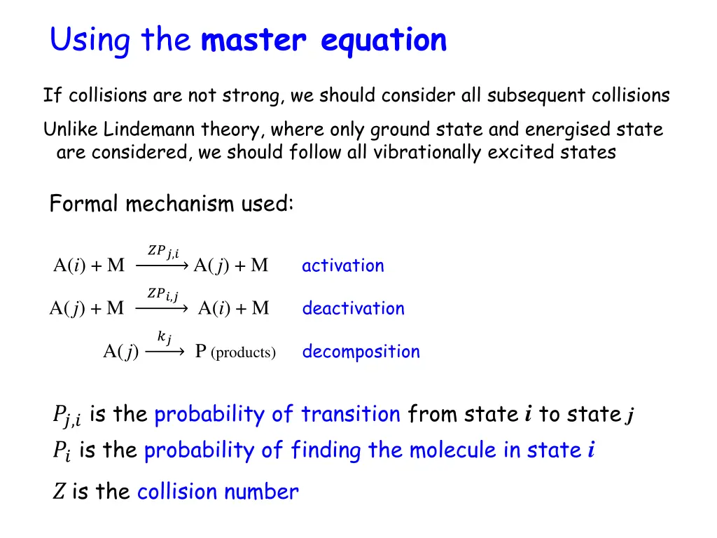 using the master equation