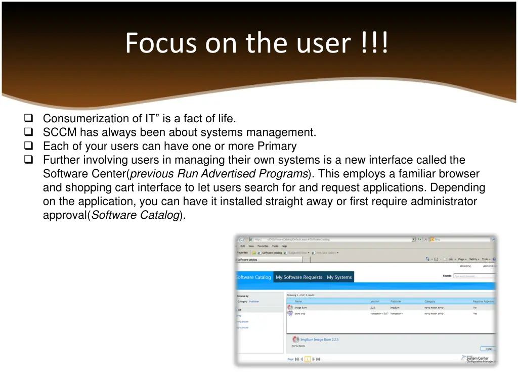 focus on the user