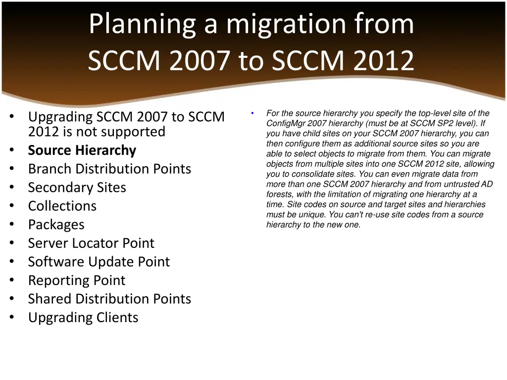 planning a migration from sccm 2007 to sccm 2012 2