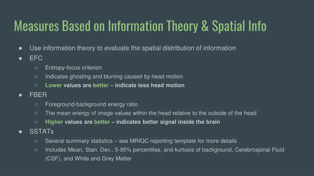 measures based on information theory spatial info