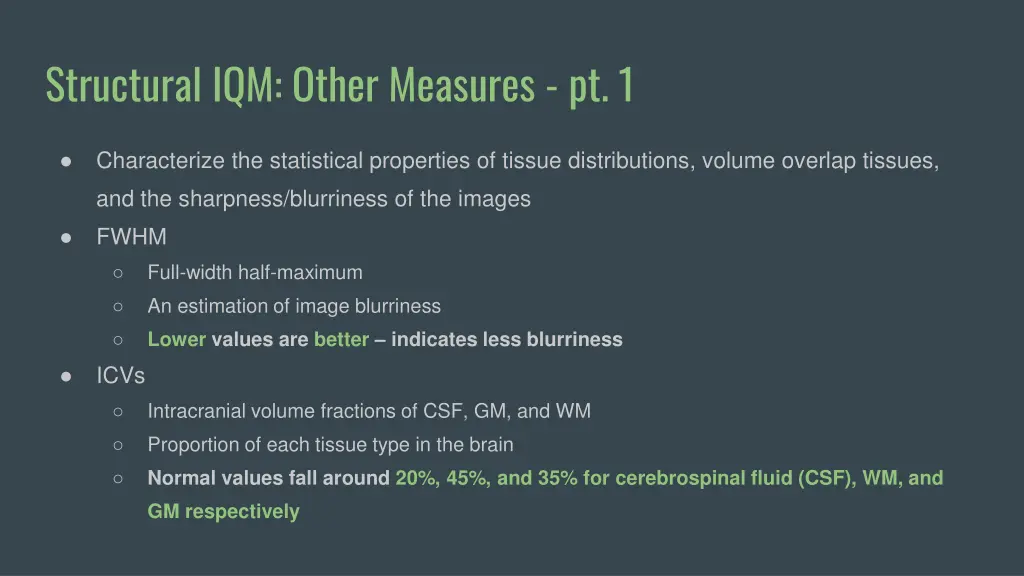 structural iqm other measures pt 1