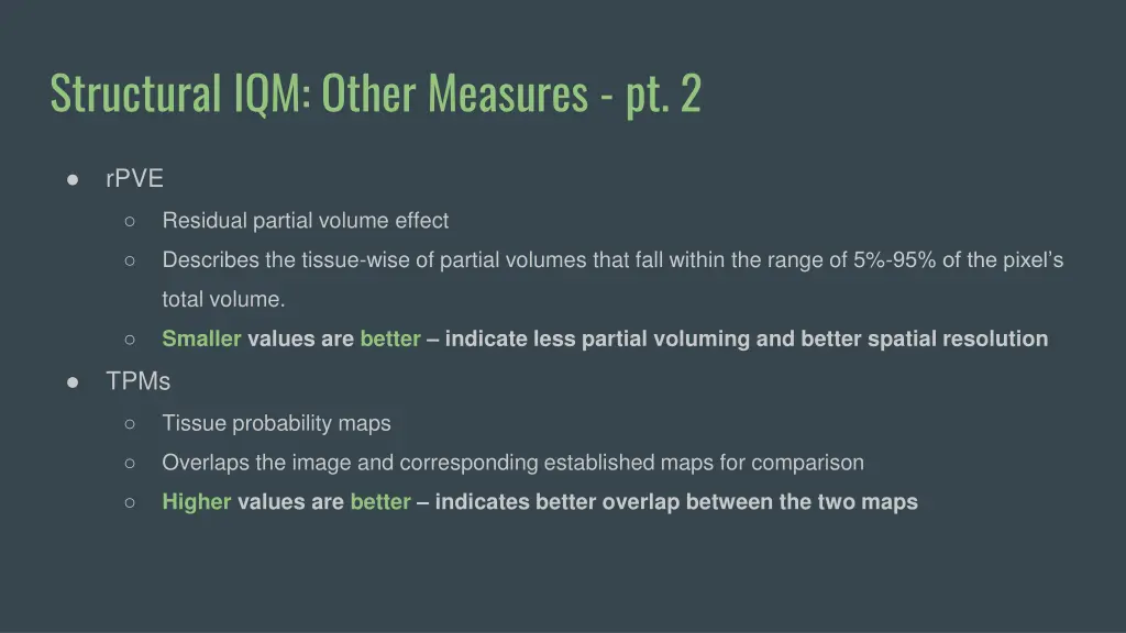 structural iqm other measures pt 2
