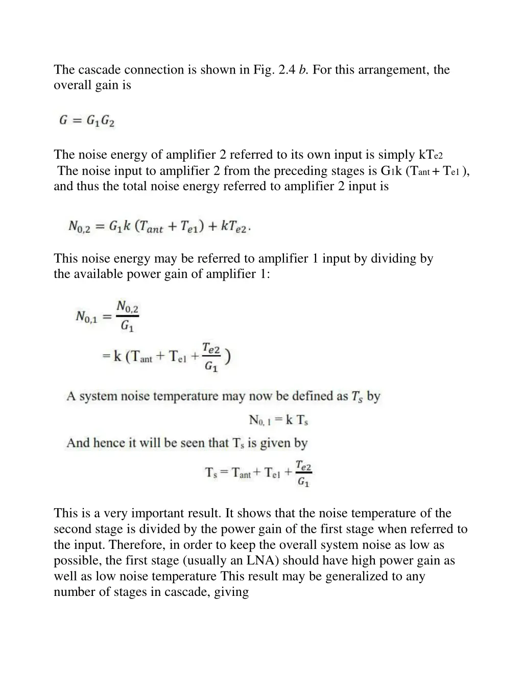 the cascade connection is shown