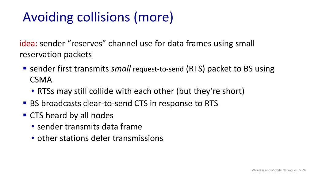 avoiding collisions more