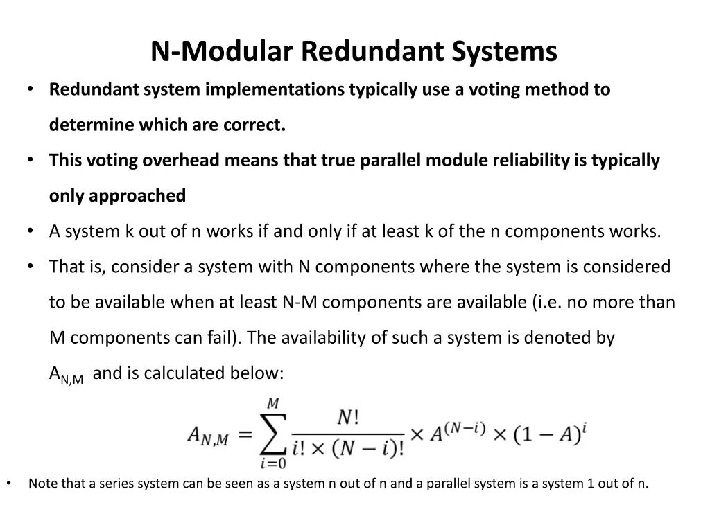 n modular redundant systems redundant system