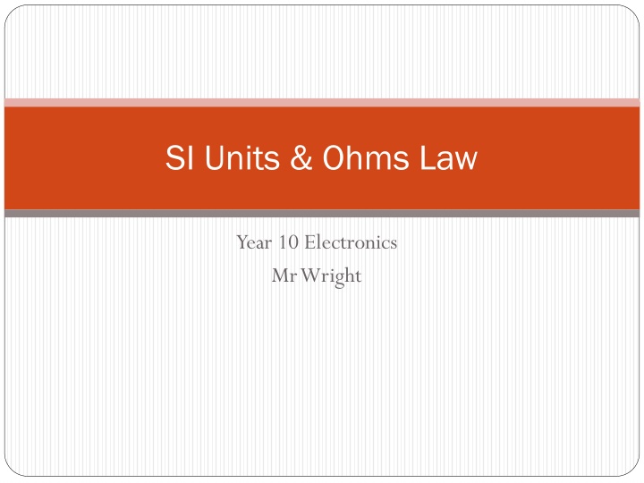 si units ohms law