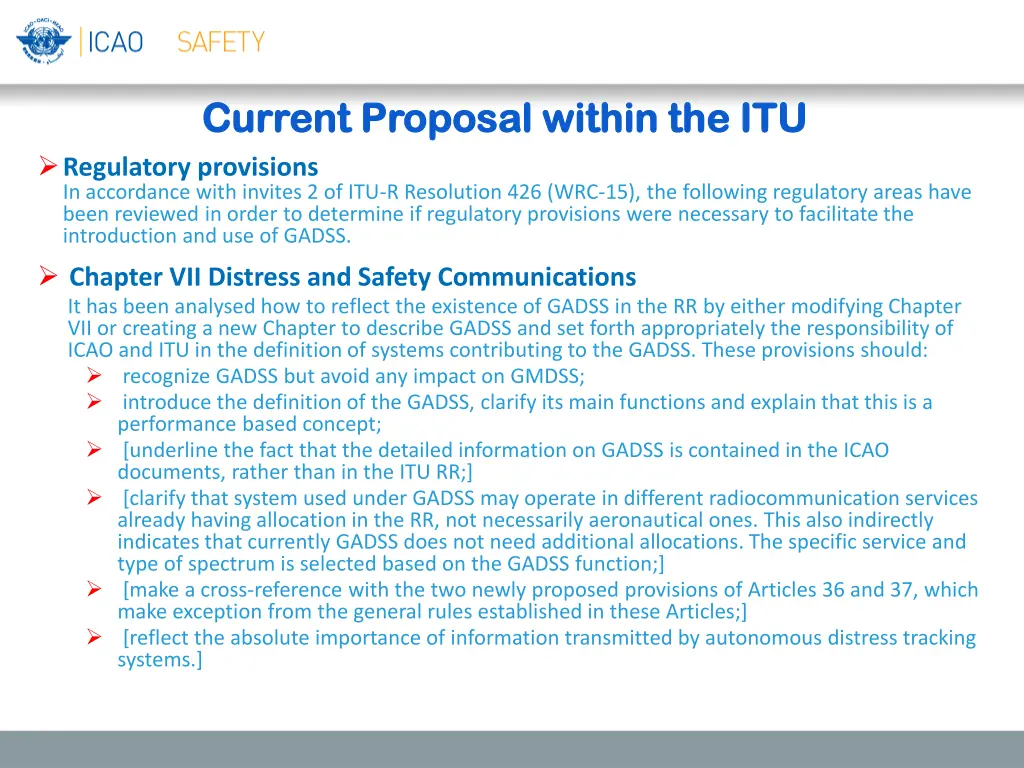current proposal within the itu current proposal