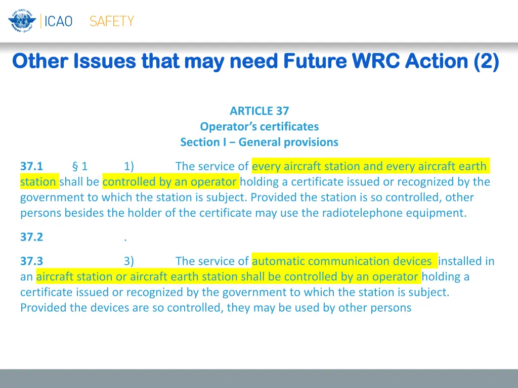 other issues that may need future wrc action 1
