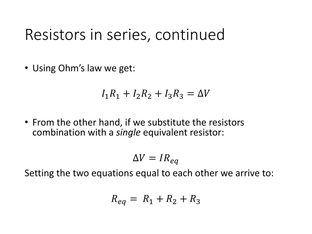 resistors in series continued